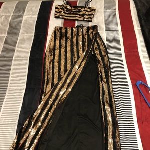 Two piece . Long skirt with crop top